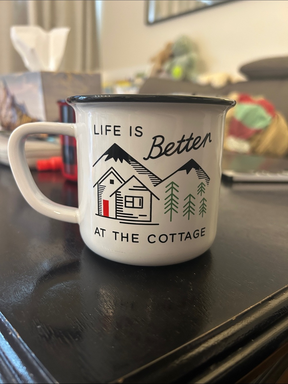 Life Is Better at the Cottage White Camper Coffee Mug